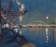 Moon over the railway bridge