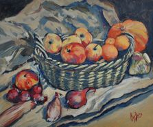 Still life with apples and unions